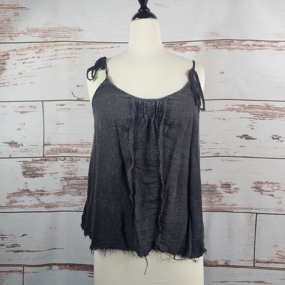 Free People Cami Shoulder Tie Raw Hem Charcoal Size XS - Picture 1 of 8